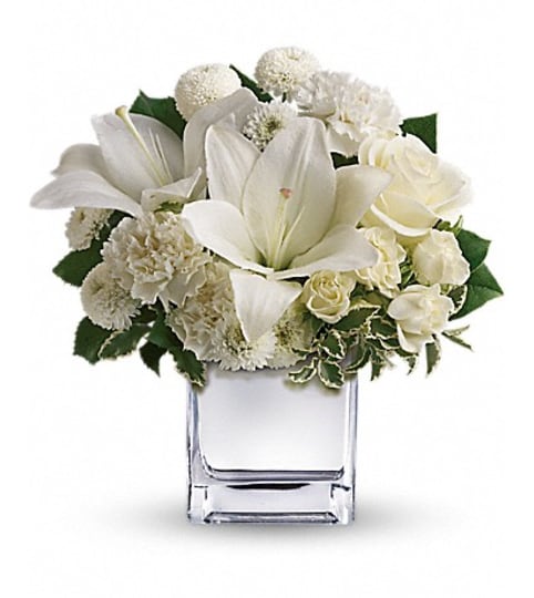 PEACE AND JOY BQT. An arrangement by Fine's Flowers.