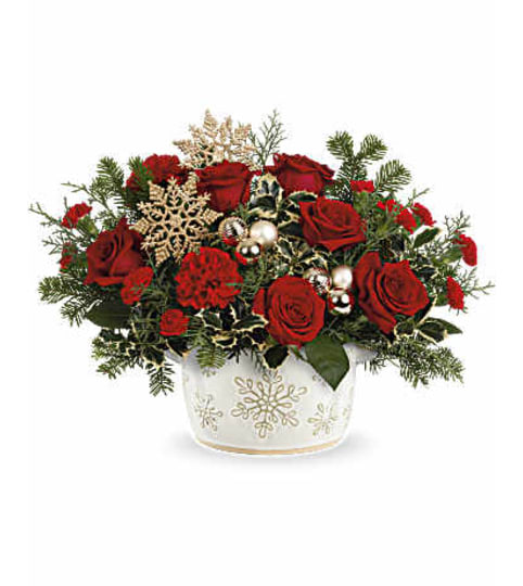 SNOWFLAKE SYMPHONY. An arrangement by Fine's Flowers. SNOWFLAKE SYMPHONY. An arrangement by Fine's Flowers.