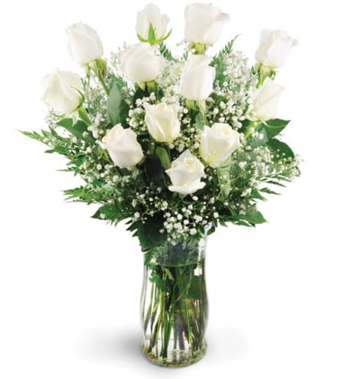 Dozen White Roses. An arrangement by Fine's Flowers. Dozen White Roses. An arrangement by Fine's Flowers.