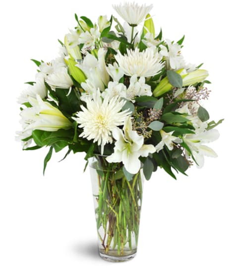 Snowy Elegance™. An arrangement by Fine's Flowers. Snowy Elegance™. An arrangement by Fine's Flowers.