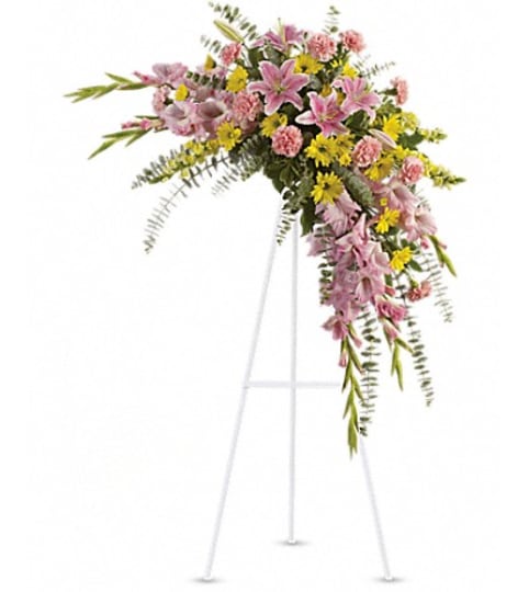 PASTEL SOLACE SPRAY. An arrangement by Fine's Flowers. PASTEL SOLACE SPRAY. An arrangement by Fine's Flowers.